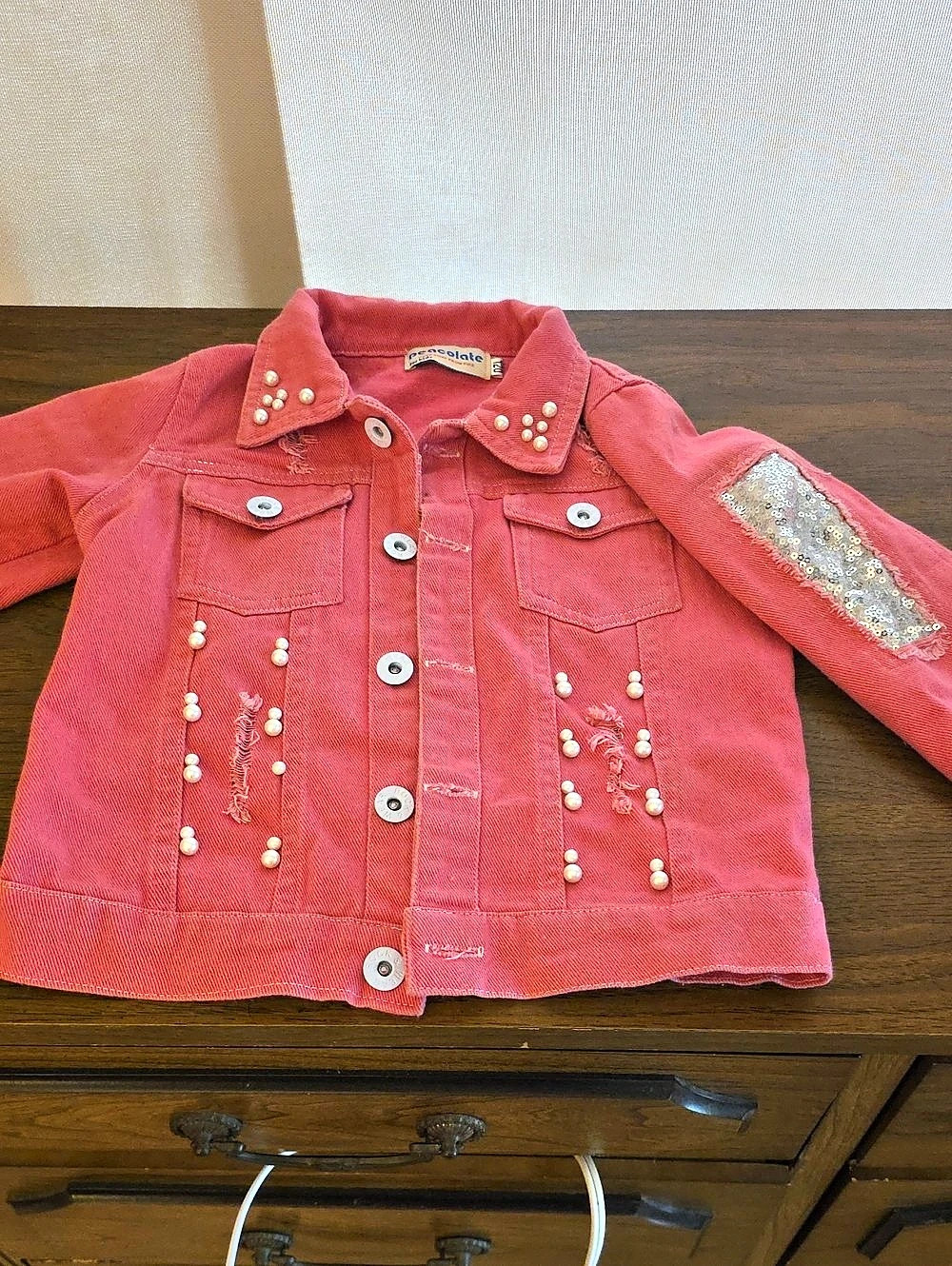 Peacolate Pink Embellished Jean Jacket